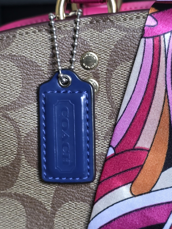 Coach Accessories - Coach Blue Leather Hangtag W/ Silver Ball Chain